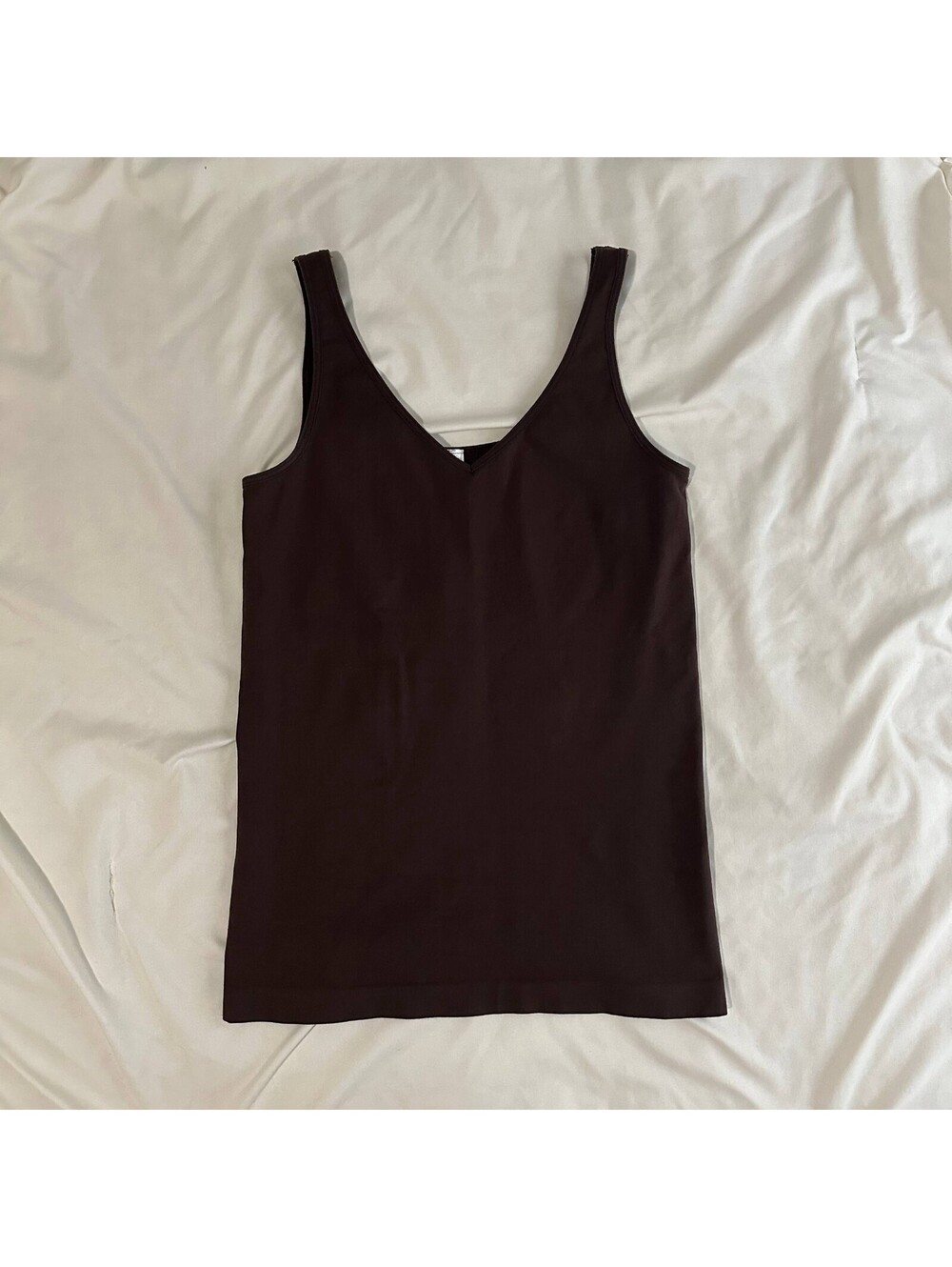 Eloise Chocolate Brown Fitted Tank Top Stretch Women’s M Made USA Basic Capsule